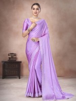 Lavender Satin Chiffon Saree